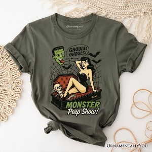 Monster Peep Show Pin-Up T-Shirt, Retro Horror Halloween Tee | OrnamentallyYou - 1 of 4