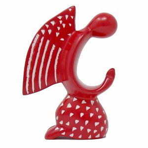 Slickblue Modern Hand-Carved Soapstone Angel – 5” Tall, in Red or Natural Stone, Unique Art Piece - 1 of 4