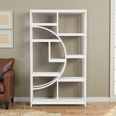 Lirago Freestanding Bookcase - 9-Tier Open Shelf Etagere with Metal Frame & Woodgrain Shelves White