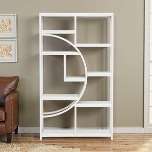 Lirago Freestanding Bookcase - 9-Tier Open Shelf Etagere with Metal Frame & Woodgrain Shelves White - 1 of 4