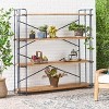 GDFStudio Braeburn Industrial Fir Wood and Iron 4 Shelf Bookcase, Antique Brown and Black - 2 of 4