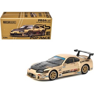Toyota Supra "Top Secret" GT300 RHD (Right Hand Drive) Gold Metallic with Carbon Hood 1/64 Diecast Model Car by Pop Race - 1 of 4