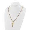 Chisel Stainless Steel Polished Yellow IP-plated Cross Pendant on a 24" Box Chain Necklace - 4 of 4