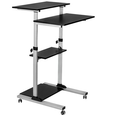 Mount-It! 27.5"W Mobile Height Adjustable Desk Silver Plastic/Steel MI-7940