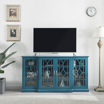VYNXARIA 63" TV Stand, Sideboard Buffet ,Storage Cabinet, Teal Blue