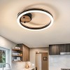 LLHZSY Modern Farmhouse Wood LED Flush Mount Ceiling Light - 11 4/5 in. W X 11 4/5 in. D X 2 2/5in. H - Circle - 2 of 4