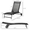 Gulches Outdoor Chaise Lounge, 2-Piece Lounge Chair Set with Wheels, 5 Adjustable Positions, Black, 22" L x 24.5" W x 38.25" H - 3 of 4