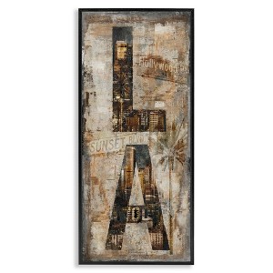 Stupell Industries Los Angeles Montage Collage Framed Giclee Art, Black, 13" x 30" - 1 of 4