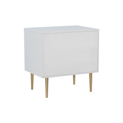 White and Gold 2-Drawer Nightstand with Sleek Design