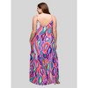 24seven Comfort Apparel Plus Size Multicolor Lightweight Spaghetti Strap Pocket Maxi Dress - 3 of 4