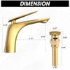 ChicFurnit Bathroom Sink Faucet Single Handle Faucet with Pop Up Drain and Water Supply Hose for Trendy Bathrooms, Gold, 11.5"*8.9"*3" - 3 of 4
