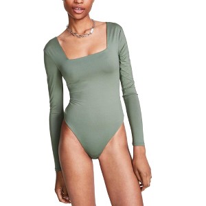 Crave Fame Womens Square Neck Long Sleeve Bodysuit Jumpsuit - 1 of 1