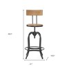 HomeRoots Natural and Black Wood and Metal Low Back Adjustable Height Swivel Bar Chair - 3 of 4