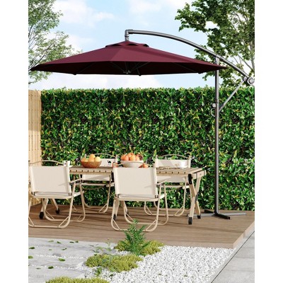 10 FT Patio Cantilever Umbrella, Outdoor Offset Umbrella with Easy Tilt Adjustment, 8 Ribs, UV Protection for Backyard, Lawn, Garden and Poolside