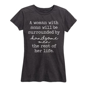 Women's - Instant Message - A Woman With Sons Short Sleeve Graphic T-Shirt - 1 of 4