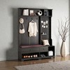 Mshliw Multi Purpose Hall Tree with Cushioned Bench Coat Rack Storage Shelves and DIY Pegboard for Entryway Hallway Living Room - 2 of 4