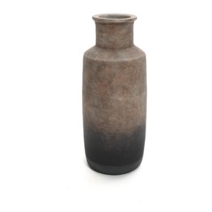 LuxenHome Rustic Ceramic Flower Vase,15'' Tall Brown Ombre Pottery Terracotta Narrow Floor Vase, Farmhouse Vase for Living Room Home Decor - 1 of 4