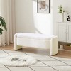 JUJABU Oval Storage Ottoman Bench with 3D Lamb Fleece Upholstery – Large Hidden Compartment for Bedroom, Living Room, or Entryway, Cream White - 2 of 4