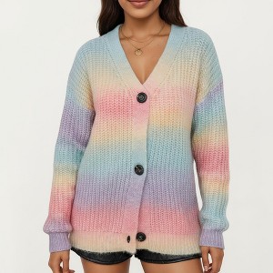 Anna-Kaci Women's Soft Knit V-Neck Button Front Cardigan with Cozy Textured Stitching and Relaxed Everyday Layering Fit - 1 of 4