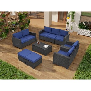 Sapphtopaz Patio Furniture Set Wicker Woven Outdoor Conversation Chairs with Cushions and Square Coffee Table for Outdoor, Terrace - 1 of 4