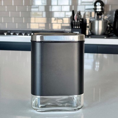 Kaffe Glass Storage Container. Coffee Canister - BPA Free Stainless Steel with Airtight Lid (16oz)