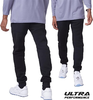 Ultra Performance Mens 3 Pack Fleece Active Tech Joggers | Active Bottoms with Zipper Pockets 3pk