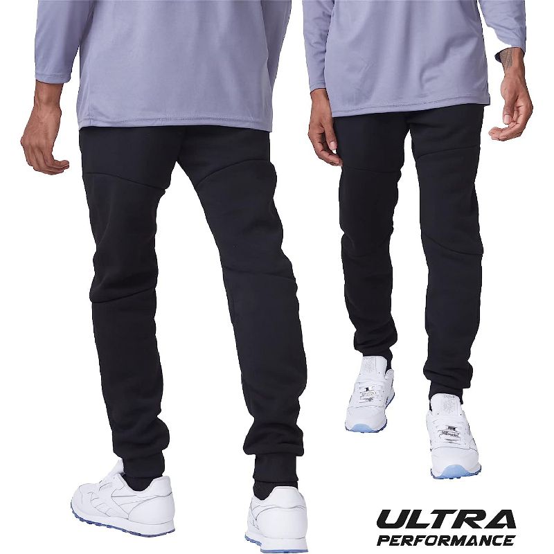 Ultra Performance Mens 3 Pack Fleece Active Tech Joggers | Active Bottoms with Zipper Pockets 3pk, 1 of 7