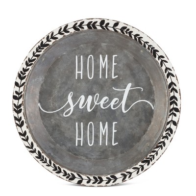 Lone Elm Studios 20-inch Diameter Galvanized "Home Sweet Home" Tray