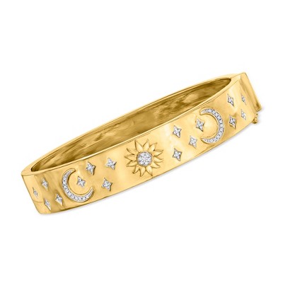 Ross-Simons 0.15 ct. t.w. Diamond Celestial Bangle Bracelet in 18kt Gold Over Sterling