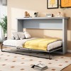 Whisen Twin Size Murphy Bed with Built-in Cabinet Storage, Stable Metal Frame, Pine Slat Support - Gray - 2 of 4