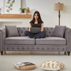 85.5" Velvet Chesterfield 3-Seater Sofa with Rolled Arms and Button Design, Includes 2 Cushions, Solid Wood Frame with Wooden Legs for Apartment - 3 of 4