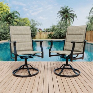 Patio Swivel Chair Set of 2, All Weather High Back Outdoor Dining Chairs with Thickened Cushions for Porch, Garden, Backyard, Poolside, Deck - 1 of 4