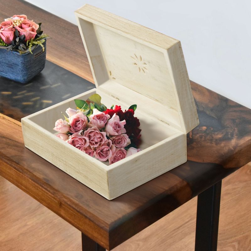 Mela Artisans Decorative Wooden Box with Hinged Lid WhiteFinish, Extra Large, 10.5 x 7.5 x 4 Inch, 2 of 6