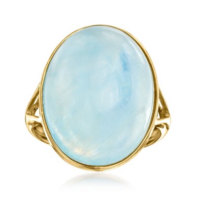 Ross-Simons 20x15mm Aquamarine Cabochon Ring in 14kt Yellow Gold