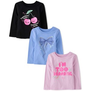 The Children's Place Baby Girls Long Sleeve Graphic Tee 3-Pack - 1 of 4