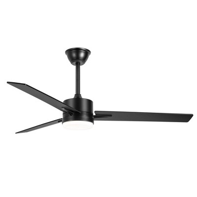 Airsurfer 52" Matte Black Color-Changing LED Propeller Ceiling Fan, with 3 Dark Red & Black Blades, 5''/10'' Down Rods, Remote Included