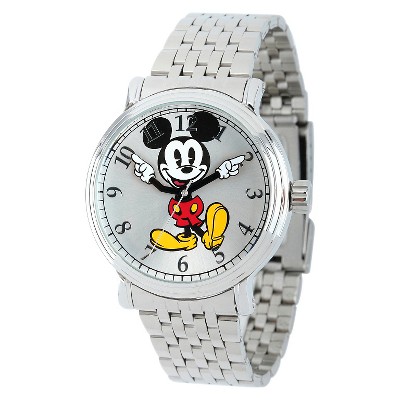 Men's Disney Mickey Mouse Shinny Vintage Articulating Watch with Alloy Case - Silver