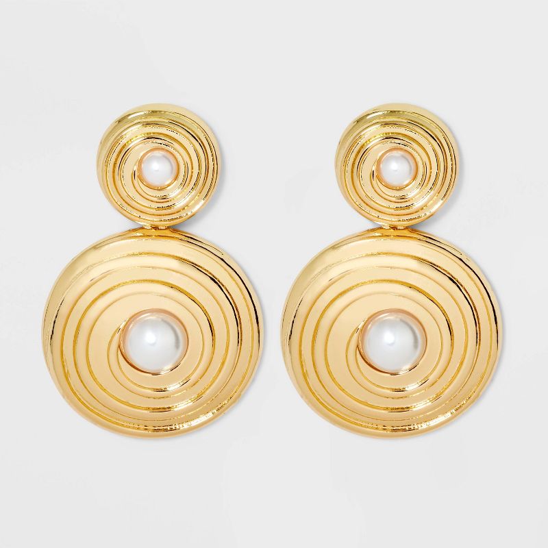 SUGARFIX by BaubleBar Pearl Circle Drop Earrings - Gold, 1 of 4