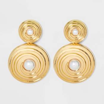 SUGARFIX by BaubleBar Pearl Circle Drop Earrings - Gold
