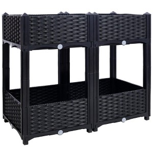 TUYOHW Elevated Raised Garden Bed with Legs, Self-Draining Planter Box for Vegetables Herbs Flowers, Rattan Pattern Outdoor Planter - 1 of 4