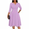Clotth Women's Midi Dress - 3/4 Sleeve V Neck, A-Line Fit and Flare, Cocktail Wedding Guest Work Dress with Pockets - 2 of 4