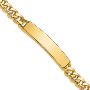 Black Bow Jewelry Men's 8mm 14k Yellow Gold Solid Curb Link I.D. Bracelet, 8 Inch - 1 of 4