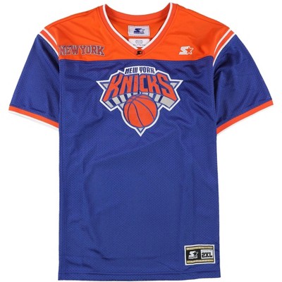 STARTER Mens New York Knicks Mesh Embellished T-Shirt, Blue, X-Large