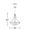 Regency Hill Mallot Brushed Nickel Pendant Chandelier 20" Wide Industrial Champagne Glass Bowl Shade 4-Light Fixture for Dining Room Kitchen Island - 4 of 4