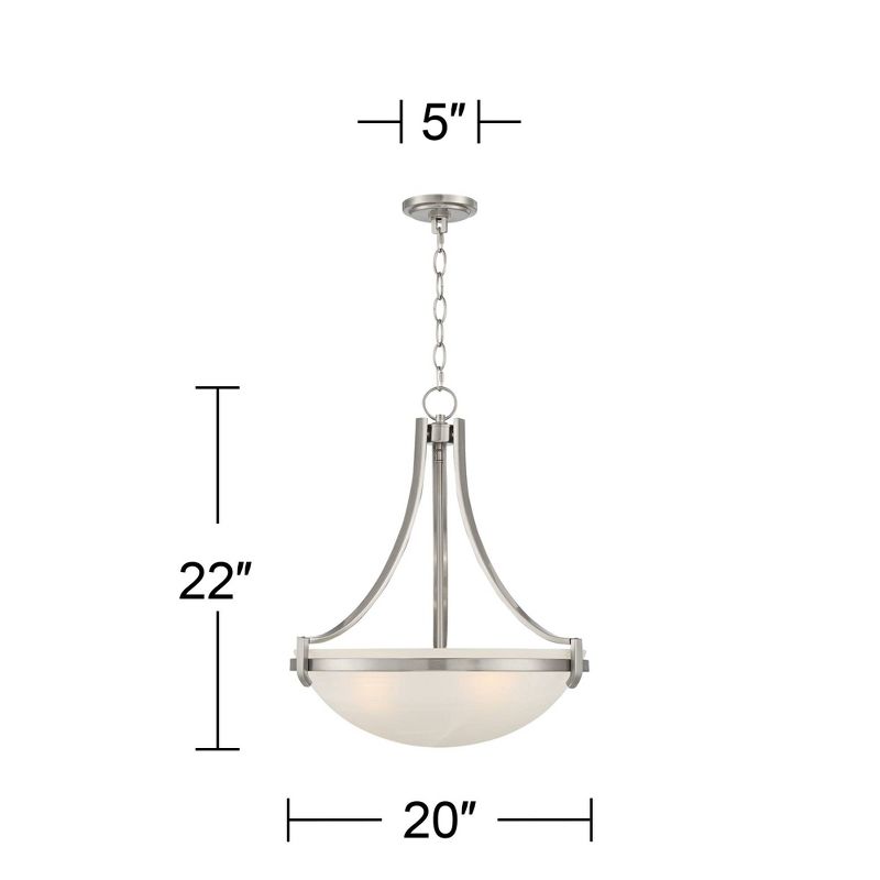 Regency Hill Mallot Brushed Nickel Pendant Chandelier 20" Wide Industrial Champagne Glass Bowl Shade 4-Light Fixture for Dining Room Kitchen Island, 4 of 10