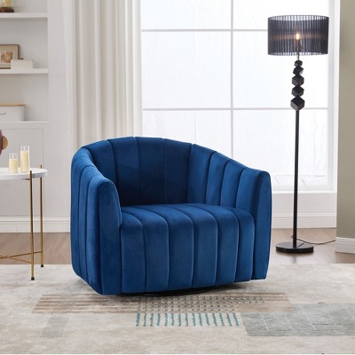 CAVINAS 360° Swivel Velvet Barrel Accent Chair,Oversized Mid-Century Club Chair,Plush Comfy Armchair for Living Room,Bedroom,Office