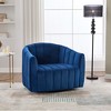 Sapphtopaz Swivel Accent Barrel Chair with 3 Pillows, Oversized Upholstered Comfy Sofa Chair, Pumpkin-Shape Chairs for Living Room, Bedroom - 3 of 4
