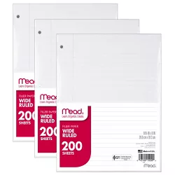 Mead Notebook Filler Paper, Wide Ruled, 200 Sheets Per Pack, 3 Packs