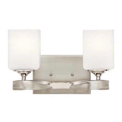 Champagne Nickel 13.5'' Transitional Vanity Light with Satin Etched Glass