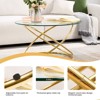 Bekrvio 31.5'' Round Glass Coffee Table with Gold-Plating Bright Metal Oval Frame, Modern Circle Gold Coffee Table for Living Room - 4 of 4